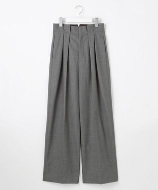 23区 【エステータ】ウールトロドライストレッチ タックワイドパンツ グレー