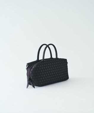 MIYABIYA LAQUOH【撥水加工】篭目柄エンボスボンディング ミニボストン チョコ