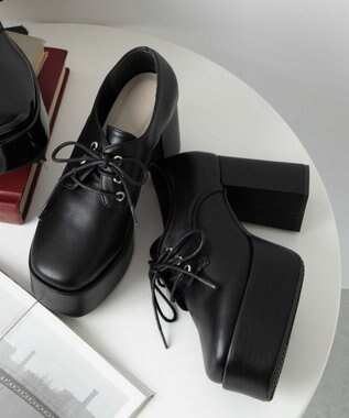 WEGO ボリュームヒールレースアップシューズ ブラック