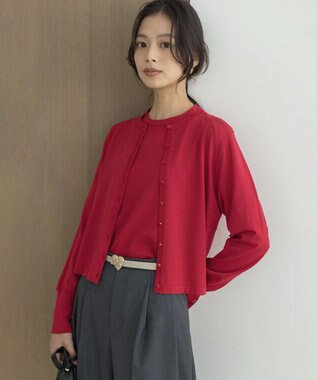 組曲 クルミボタン ニットカーディガン レッド系