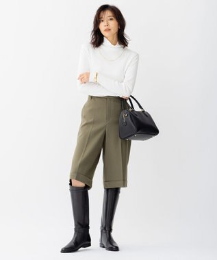 23区 S オーガニックコットンリブ タートルネック カットソー ホワイト系