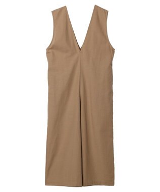 Green Parks 綿麻混サロペット Dark Beige