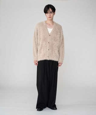 WEGO 【2025秋冬新作/ユニセックス着用ITEM/SMLサイズ展開】フェザーニットカーディガン ホワイト