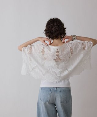 GRACE CONTINENTAL 刺繍ポンチョトップ ホワイト