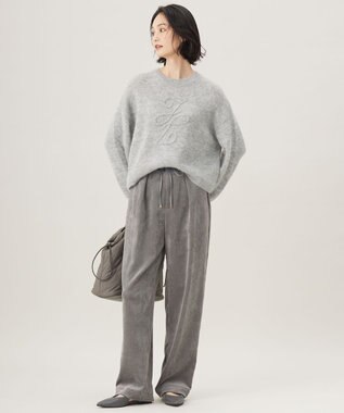 自由区 【洗える】ソフトコーデュロイワイド パンツ グレー