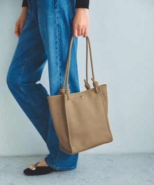 TOPKAPI 【Breath TOPKAPI】シュリンクレザー ノットハンドル トートバッグ グレージュ