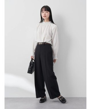 earth music&ecology シャーリングネックブラウス Dot