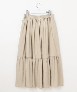 J.PRESS LADIES 【洗える】シャンブレーツイル ティアード スカート ベージュ系