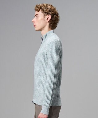 JOSEPH HOMME 【新柄】シルクバルキー　ハイネックジップアップニット スモーキーグリーン系