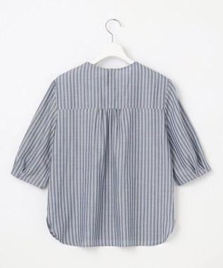 J.PRESS LADIES 【洗える】ウォッシャブルキュプラツイル タックスリーブ ブラウス ネイビー系1