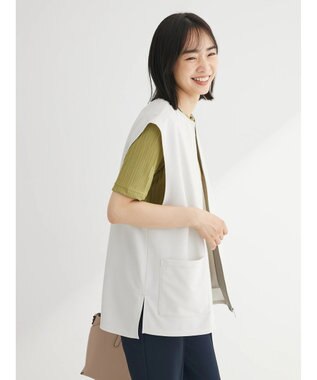 Green Parks フロントＺＩＰカットベスト Ecru