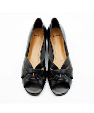 APOM モールドウエッジオープントゥパンプス45 ブラック