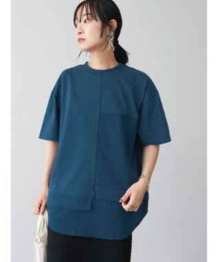 Green Parks 異素材切替ドッキングチュニック Blue Green