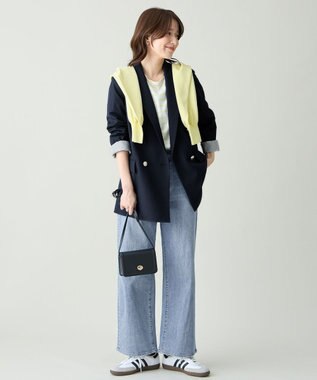 ANY L イージーケアライトストレッチダブルテーラードジャケット ネイビー