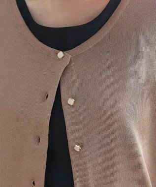 Tiaclasse  【洗える】ハーフスリーブサマーニットカーディガン モカ