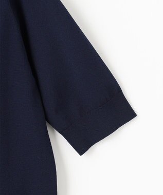23区 L 【WEB限定】レーヨンポリエステルストレッチ 襟デザイン ニット ネイビー系