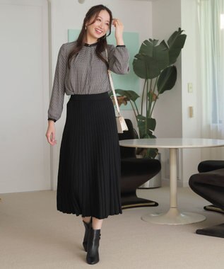 ANY SIS L 【裏起毛】エニポカ バンドカラー ブラウス 千鳥