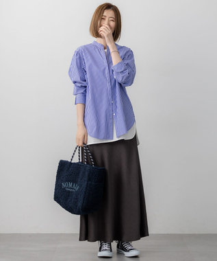 23区 L 【滝沢眞規子さん着用/mi-molletコラボ/洗える】CANCLINI デザイン シャツ ブルーストライプ