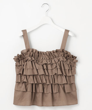 23区 【GOLD LABEL】コットンサテン フリルキャミソール ブラウン系