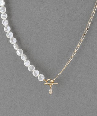 Phoebe メタリックパールチョーカーネックレス/41cm ホワイト