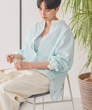 AMERICAN HOLIC イージーケアバンドカラーロングシャツ Mint