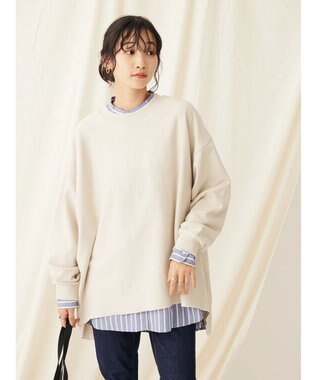 CRAFT STANDARD BOUTIQUE プリント裏毛チュニック Light Beige