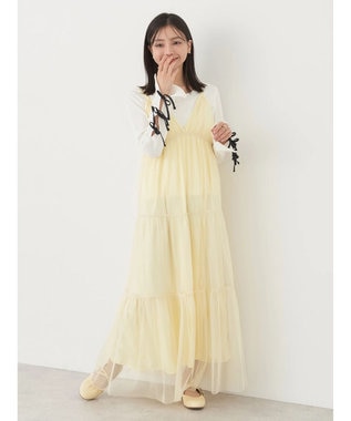 earth music&ecology ＳＥＴ２点ティアードペチドレス＋チュールワンピース Yellow