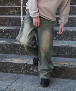 WEGO 【SMLサイズ展開】イージー3Dバレルレッグデニムパンツ デニム淡加工色