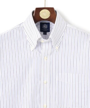 J.PRESS MEN 【PREMIUM PLEATS / 形態安定】スーピマコットンパナマストライプ ドレスシャツ / B.D. サックスブルー系1