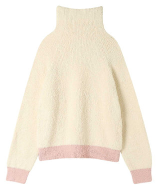 une nana cool カラーブロッキング　タートルネックプルオーバー