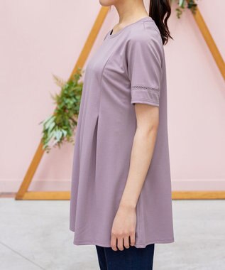 Tiaclasse L 【洗える・接触冷感・紫外線ケア・サラごこち】はしごレースチュニック ピンクモカ