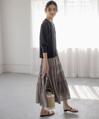 組曲 L ラメニット アンサンブル ブラック系