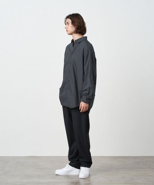 ATON COTTON LAWN | オーバーサイズシャツ - UNISEX CHARCOAL GRAY