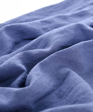 muuc 〈高品質ベルギーリネン100%〉ウエストゴムあり タックデザインスラックスパンツ ブルーネイビー