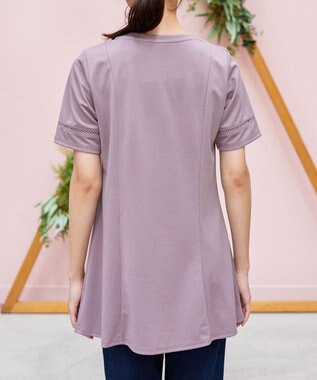 Tiaclasse L 【洗える・接触冷感・紫外線ケア・サラごこち】はしごレースチュニック ピンクモカ