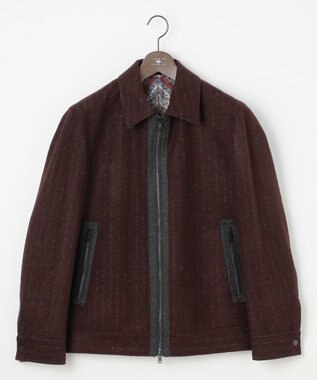 JOSEPH ABBOUD 【イタリア素材/軽量/ストレッチ】ワイドチョークストライプ  ブルゾン ダークブラウン系2