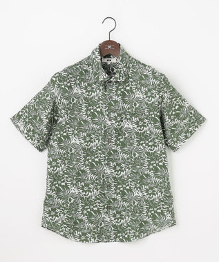 JOSEPH ABBOUD 【キングサイズ・清涼・JAPANファブリック】ビッグリーフサッカープリント 半袖シャツ オリーブ系6