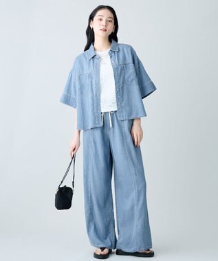 ANY L レースショート丈Tシャツ オフレース