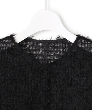 ICB L 【洗える】 フェザーチュール ブラウス ブラック系