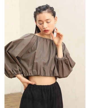 Green Parks ■ＥＳＣＡＲ　ギャザーショートプルオーバー Gray Beige