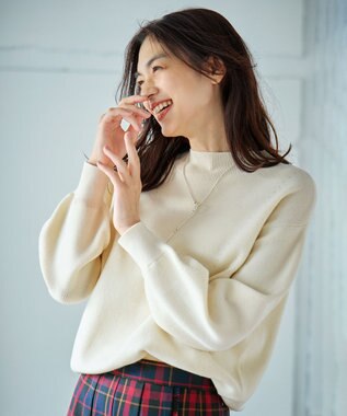 ANY 【洗濯機可能/8色展開】ソフトタッチポリエステルニット エクリュ