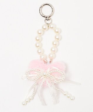 WEGO ファーハートダブルリボンキーホルダー