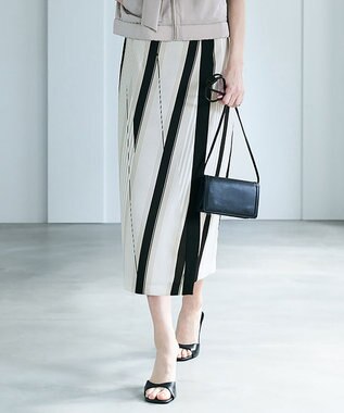 ランダムストライププリント ストレートスカート