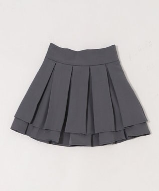 WEGO ハイウエスト2段プリーツスカパン グレー