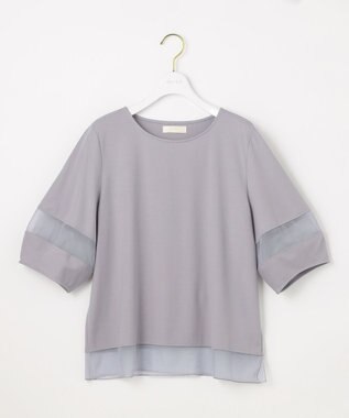 ANY SIS 【洗える】シアーコンビ プルオーバー ライトグレー