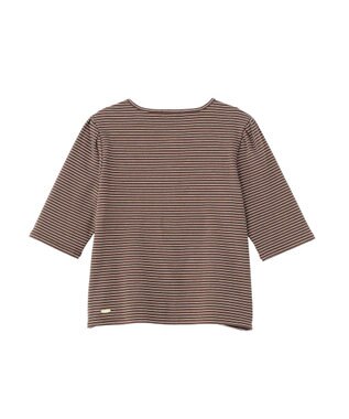 earth music&ecology ゴールドボタンボーダーカーディガン Brown