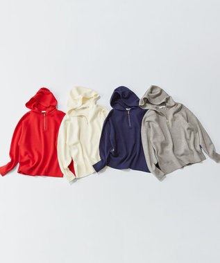 ANY L ハーフジップニットフーディー ネイビー