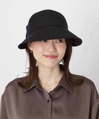 MOONBAT 【遮光100％/遮熱/UV】HIROKO KOSHINO(ヒロコ コシノ)遮光 リボンジョッキー 帽子 ゆったりMサイズ 手洗い可能/サイズ調整可能 ブラック