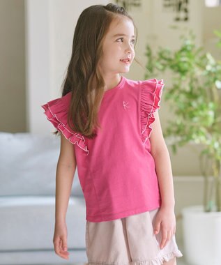 組曲 KIDS 【150-160㎝】 フルールフリルTシャツ ローズ