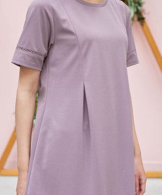 Tiaclasse L 【洗える・接触冷感・紫外線ケア・サラごこち】はしごレースチュニック ピンクモカ